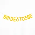 Gold glitter Bride To Be banner with diamond rings for bachelorette party decor. - Gold Bride To Be Diamond Ring