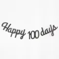 Black Happy 100 Days banner garland for baby 100th day party celebration photo backdrop decor. - Black 100 Days
