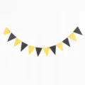 Black and gold triangular bunting banner detail, perfect for birthday party decorations. - Gold Black