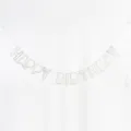 Hollow letter happy birthday banner hanging decoration for kids party background setup shiny. - Silver