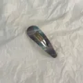 Detailed close-up shot of the vintage plaid fabric snap hair clip, stylish hair barrette for bangs. - Waterdrop Hollow / Blue Gray