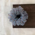 Blue brown tie-dye sheer hair scrunchie ponytail holder fashion elastic hair accessory for women. - S / Printing
