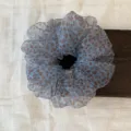 Korean style blue leopard print large hair scrunchie soft breathable ponytail hair tie accessory - L / Printing