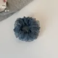 Korean style sheer organza scrunchie dark blue hair tie elegant ponytail holder accessory - S / Lake Blue