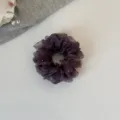 Close-up detail of dark purple mesh hair scrunchie with sparkling rhinestones for daily wear. - S / Fuschia