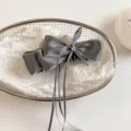 Korean sweet grey satin bow streamer hair claw clip elegant diamond hair accessory for women - 13cm / Gray