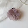 Purple tie dye sheer hair scrunchie, elegant chiffon hair tie, stylish ponytail holder for women. - S / Purple Pink Iridescent