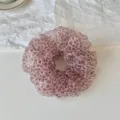 Korean style brown gradient leopard hair scrunchie soft fabric elastic ponytail tie accessory - L / Pink Print
