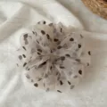 Korean style brown polka dot chiffon hair scrunchie, elegant translucent hair tie for women. - L / Large Polka Dot
