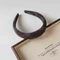 Serre-tête à carreaux marron style rétro vintage accessoire cheveux élégant pour femmes - Version Étroite / Café Clair Étroit