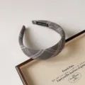 Serre-tête rembourré à carreaux gris, accessoire de cheveux rétro chic pour femmes. - Coupe ample / Gris Beige Large