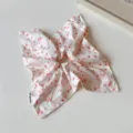 Coletero con estampado floral, dulce accesorio de pelo de tela con estilo pastoral para diario. - Cuadrado Grande / Rosa