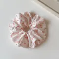 Coletero de satén con estampado floral dulce para mujeres, accesorio de pelo bonito. - Coletero / Rosa
