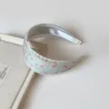 Diadema de tela floral con delicado borde de encaje, accesorio de pelo para mujer. - Diadema Ancha / Verde