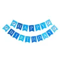 Close-up of blue Happy Birthday banner with paw prints for dog party decorations - Blue Banner