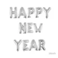 Set de ballons en aluminium argenté 16 pouces HAPPY NEW YEAR pour fête de nouvel an - Lettres Bonne Année / Argent