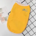 Sommer atmungsaktives Mesh Haustier Hundeveste, hellgelbes Welpen Tanktop mit Print. - Orangegelb