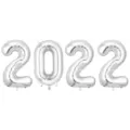 Ballons en aluminium argenté de haute qualité formant le chiffre 2022 pour le Nouvel An - 32 pouces digital / Argent