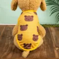 Detailed shot of a cute summer pet vest with adorable bear print on breathable mesh fabric. - All-Over Print Vest - Yellow Bear