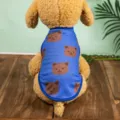 Summer thin pet vest, breathable mesh dog clothes with cute brown bear print for small dogs. - All-Over Print Vest - Blue Bear