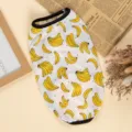 Summer cute banana print pet dog vest breathable polyester apparel for small dogs cats - XS (Suggested 0.5-1 kg) / All-Over Print Tank Top - Banana