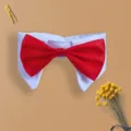 Adjustable pet cat dog fake collar with red bow tie, perfect for graduation party and wedding. - Red