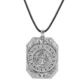 Vintage Norse Viking amulet pendant necklace featuring Tree of Life and sacred runes. - Shield Rune (A-1204) / Silver