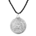 Vintage Nordic Viking amulet pendant necklace retro occult talisman jewelry fashion accessory - Magic Circle (A-1164) / Silver