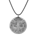 Vintage Norse Viking Amulet Pendant Slavic Necklace Close-up Detail Retro Silver Jewelry Item - Viking Round (A-1205) / Silver