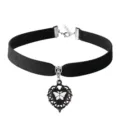 Gothic black velvet choker necklace with butterfly heart pendant for women dark style jewelry - Hollow Butterfly