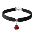 Gothic black velvet choker necklace with red heart dagger pendant, punk dark style jewelry gift. - Sword Through Heart
