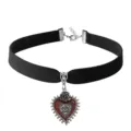 Black velvet choker necklace detail, gothic vintage red heart pendant, alternative jewelry. - Heart Sunglasses