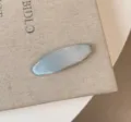 Fermaglio per capelli in raso lucido azzurro chiaro, elegante accessorio per donna e ragazza. - Fermaglio Ovale / Blu