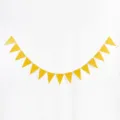 Close-up detail of hanging golden glitter triangle bunting banner for party celebration. - Glitter Gold