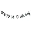 Black Happy 1/2 Birthday banner letter garland for baby half year party decoration. - Black Half Year