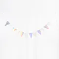 Holographic triangle bunting banner for birthday party decoration, colorful hanging flags for celebration. - Laser