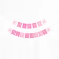 Pink happy birthday letter banner with cute paw prints for pet dog party decoration details. - Pink Banner