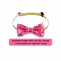 Pet sequin bow tie collar accessory for cats and dogs, adjustable sparkly party decor. - Bow / Pink