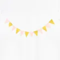 Close up detail shot of pink and gold triangle bunting garland for festive party decor. - Gold Pink