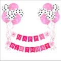 Pet dog cat birthday party decoration set with pink polka dot balloons and happy banner flags - Pink Set