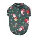 Christmas fleece pet sweatshirt for small dogs and cats, cute Santa print warm dog clothes. - XS (Chest 30 Back Length 20) / Green Santa Claus Style