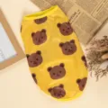Summer cute cartoon bear printed pet vest for small dogs and cats breathable polyester fabric - All-Over Print Vest - Yellow Bear