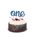 Blue glitter one cake topper for baby first birthday party celebration cake decoration - 1st Birthday Cake Toppers