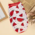 Summer thin pet dog cat vest with cute watermelon print, lightweight polyester puppy clothes. - All-Over Print Vest - Watermelon