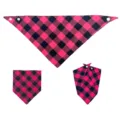 Pink and black buffalo plaid pet bandana, adjustable snap button dog scarf and cat bib. - S (35x25x25cm) / Pink Gingham
