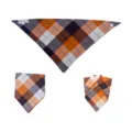 Orange plaid pet bandana dog scarf cat bib with snap buttons, classic style for pets. - S (35x25x25cm) / Khaki Plaid