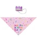 Pet birthday party bandana and gradient glitter crown hat set for cute cats and dogs decoration. - Gradient Crown Hat 2-Piece Set