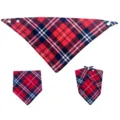 Classic plaid pet bandana, red tartan dog scarf, adjustable cat bib and neckerchief. - S (35x25x25cm) / Red Plaid