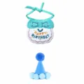 Cute pet birthday hat and embroidered bib set for dogs and cats party celebration supplies. - Two-Piece Set / Blue
