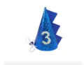 Blue glitter pet birthday hat with dinosaur spikes and number 3 cone party hat for dogs cats - Dinosaur Hat